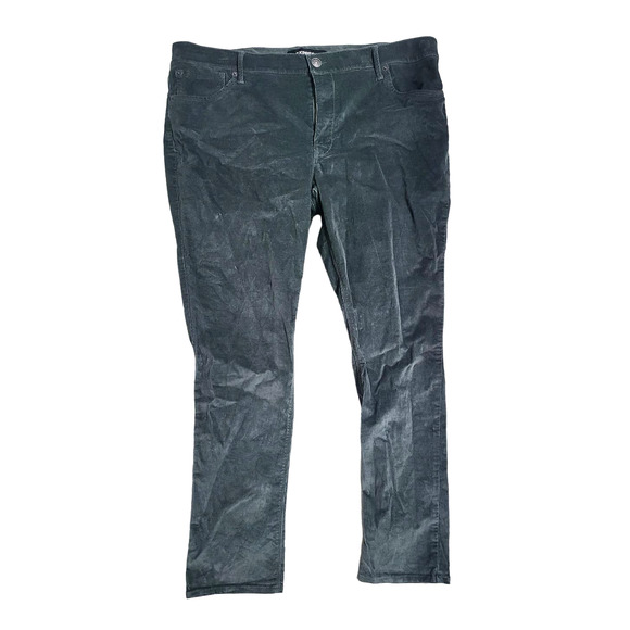 Express Dark Army Green Stretch Corduroy Mid Rise Pant Legging - 18L - Picture 2 of 4